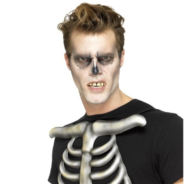 Dentiera scheletro con adesivo horror Halloween