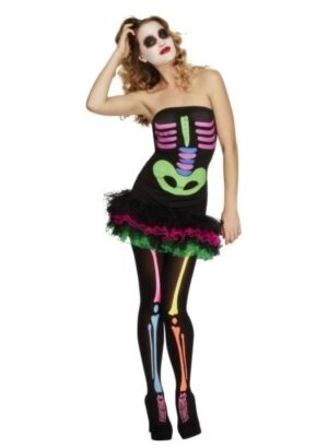 Costume scheletro neon con tutu fever donna
