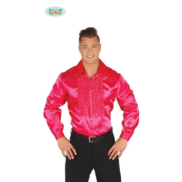 Camicia Uomo Disco anni 70 fucsia in raso