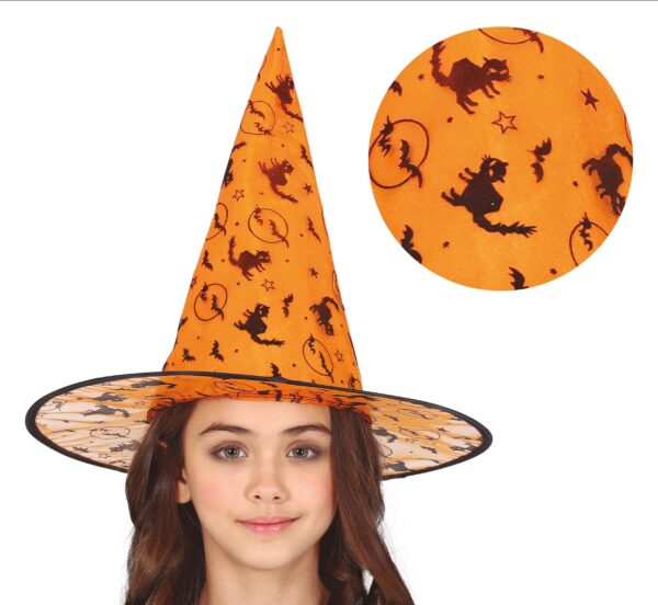 Cappello Strega Arancione da Bambina