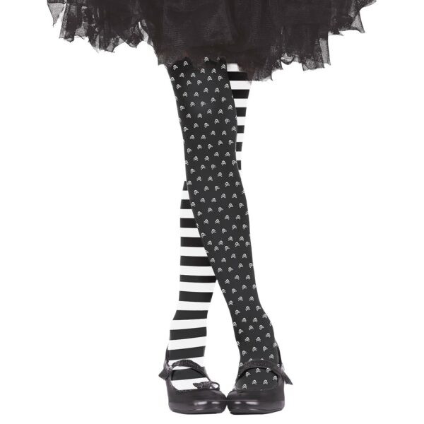 Collant con teschi a righe bianche e nere Mercoledì Addams - immagine 2