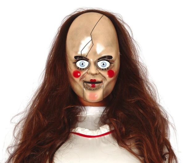 Maschera bambola porcellana horror in pvc