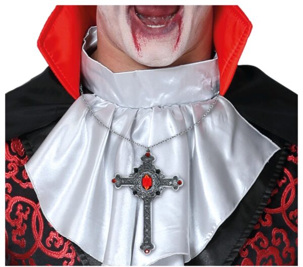 Collana Crocifisso argento con rubino