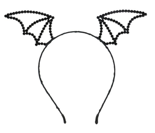 Cerchietto ali pipistrello con brillantini neri - immagine 2