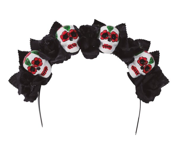 Diadema Nero con teschi bianchi - immagine 2