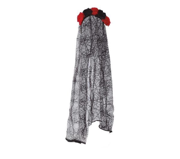 Velo Nero con Rose Nere e Rosse - immagine 3