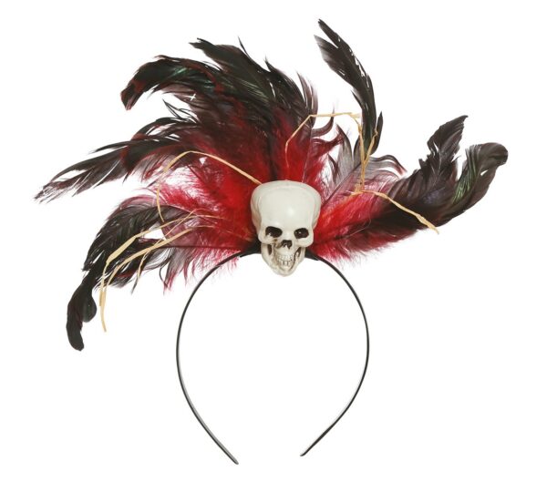 Diadema piumato con teschio - immagine 2