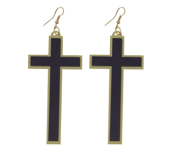Orecchini a Croce religiosa neri - immagine 2