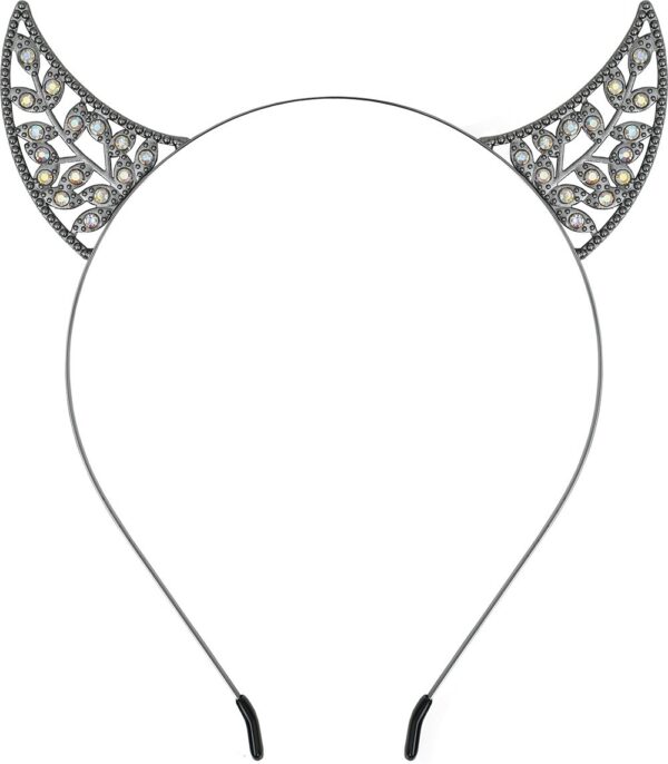 Cerchietto corna diavolo con strass - immagine 2