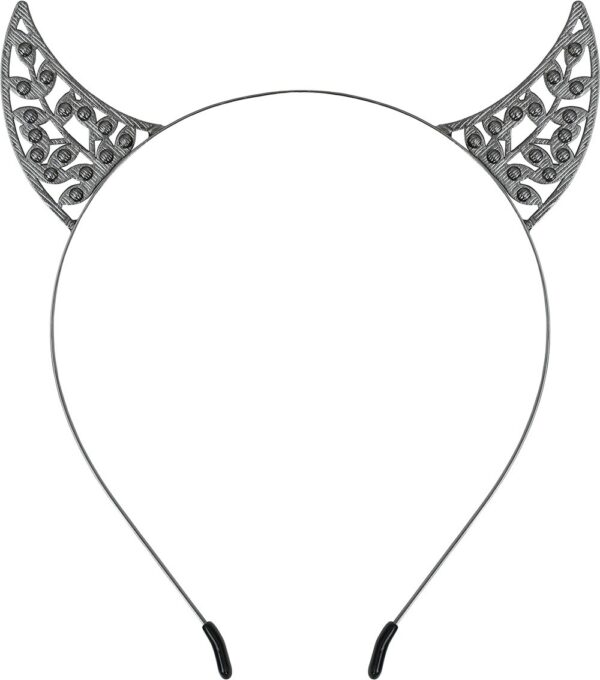 Cerchietto corna diavolo con strass - immagine 3