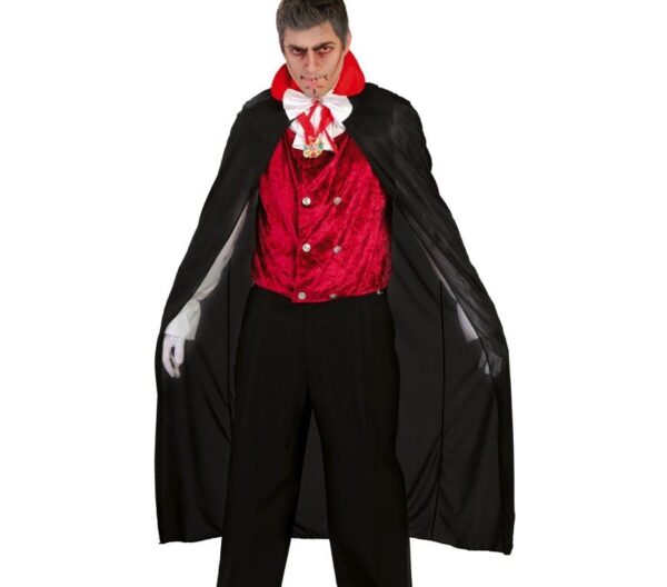 Mantello nero con colletto rosso adulto