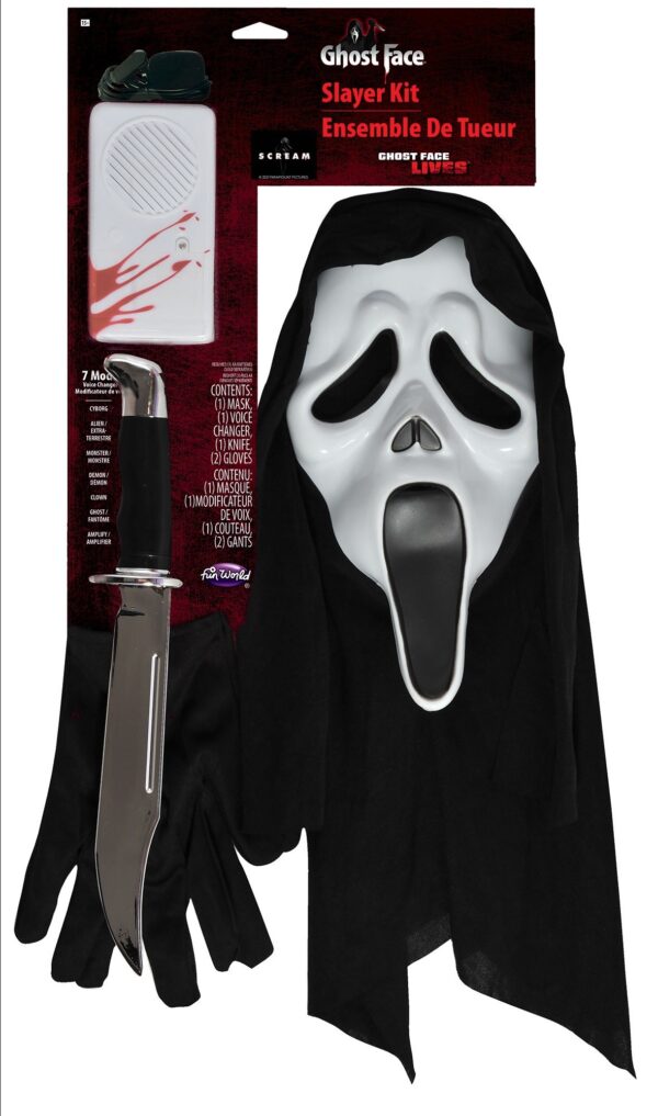 Kit Completo Ghostface con maschera modulatore coltello e guanti originali - immagine 2