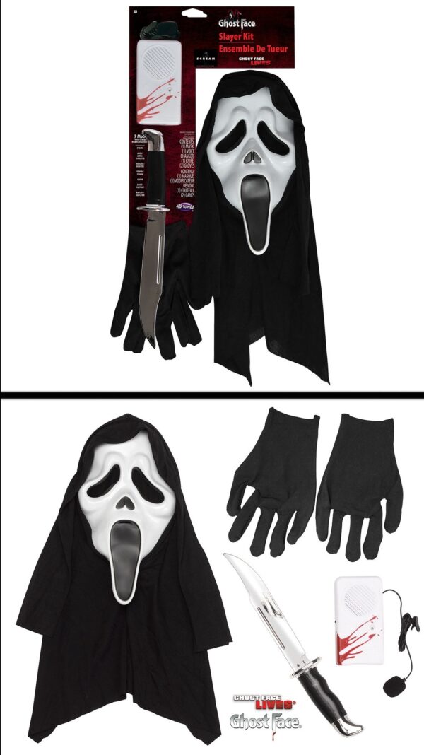 Kit Completo Ghostface con maschera modulatore coltello e guanti originali - immagine 3
