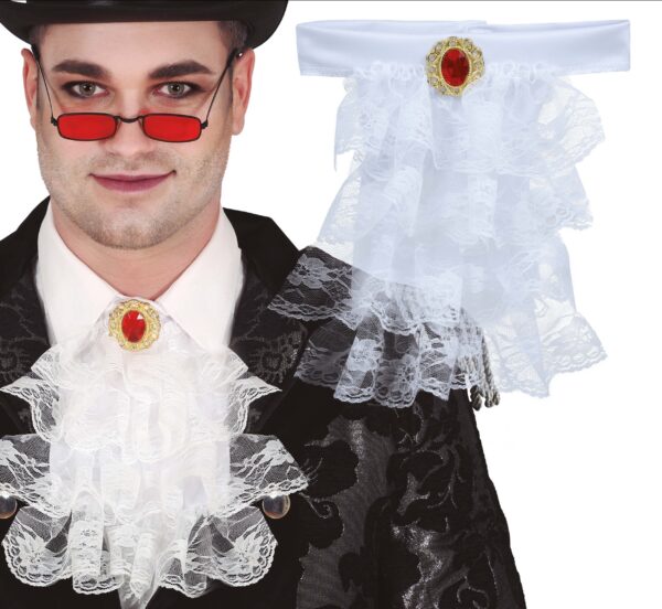 Fazzoletto da petto in pizzo jabot bianco o nero