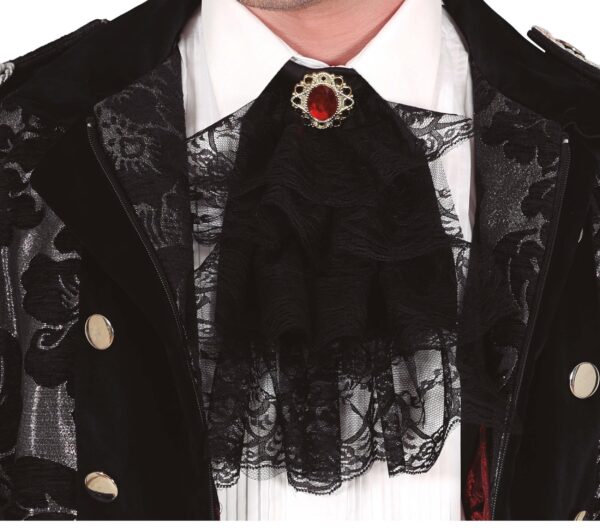 Fazzoletto da petto in pizzo jabot bianco o nero - immagine 2