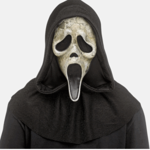 Maschera deluxe Ghost Face Scream VI invecchiata con cappuccio glitter