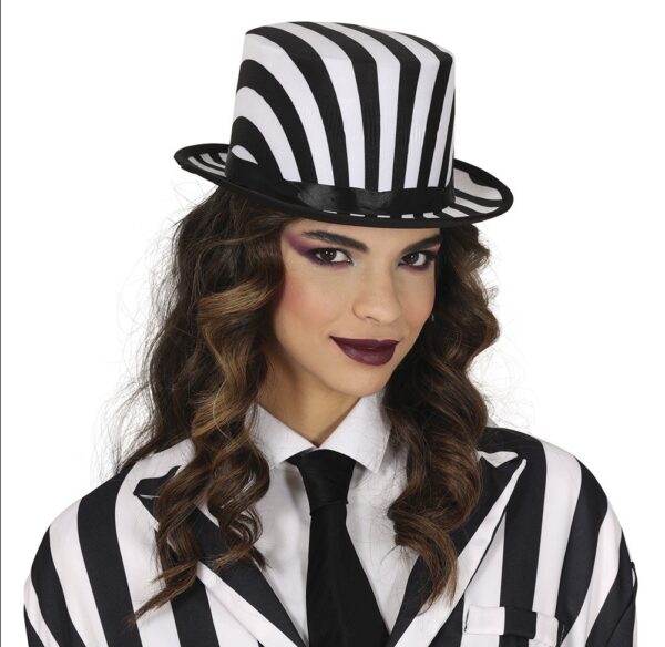 Cilindro a righe bianche e nere stile Beetlejuice - immagine 2