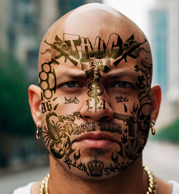 Tatuaggi per viso da gangster - immagine 3