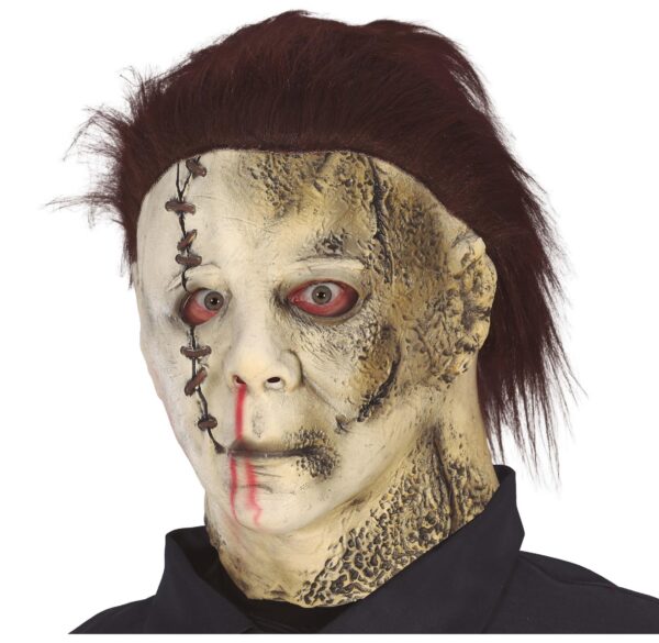 Maschera Michale Myer assassino in lattice con capelli