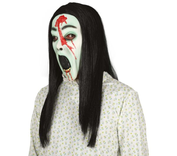 Maschera Samara Morgan the ring in lattice con capelli - immagine 3