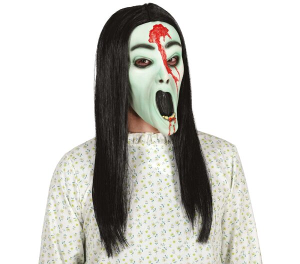 Maschera Samara Morgan the ring in lattice con capelli - immagine 2