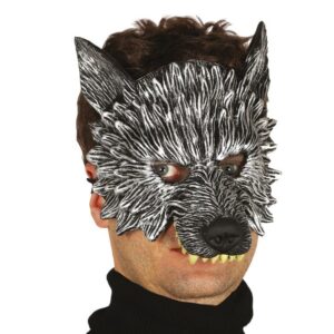 Maschera Lupo mezzo viso in schiuma di lattice