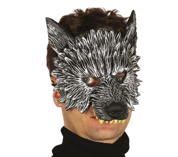 Maschera Lupo mezzo viso in schiuma di lattice