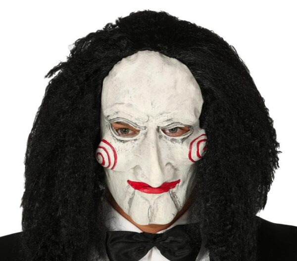 Maschera enigmista SAW pagliaccio Jigsaw in lattice
