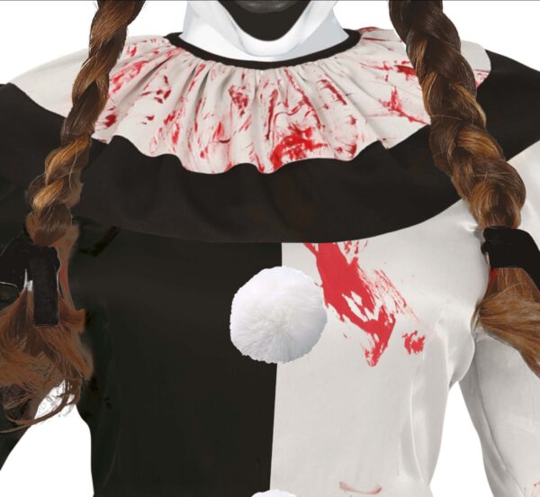 Clown terrificante bianco e nero donna - immagine 2