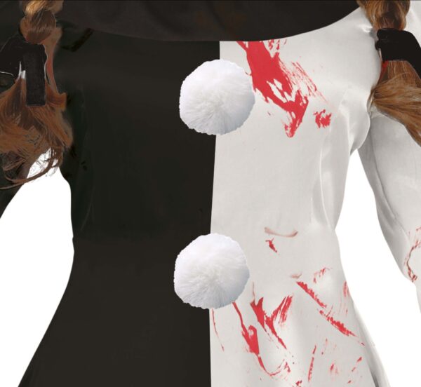 Clown terrificante bianco e nero donna - immagine 3