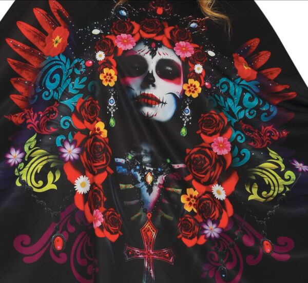 Poncho Teschio Messicano Catrina adulto - immagine 3