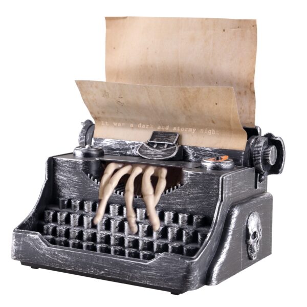 Macchina da scrivere con mano scheletrica animata - immagine 2