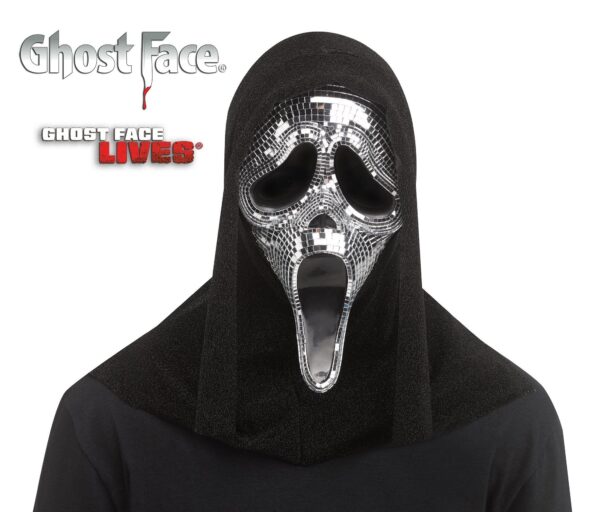 Maschera Ghost Face Disco cappuccio glitter originale