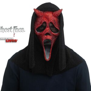 Maschera Ghost Face Diavolo con brillantini e cappuccio glitter originale