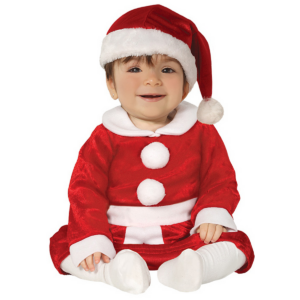 Costume Babbo natale in ciniglia baby con gonna