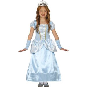 Costume da principessa Cenerentola azzurro e glitter per bambina