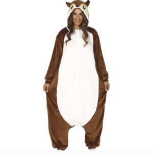 Costume scoiattolo kigurumimi tutone adulto unisex