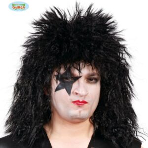 Parrucca Paul Stanley Kiss Rockstar nera capelli mossi