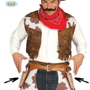 Cinturone marrone cowboy con doppia fondina e due pistole