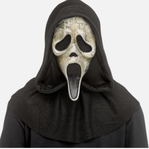 Maschera deluxe Ghost Face Scream VI invecchiata con cappuccio glitter