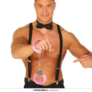 Manette in metallo con pelo rosa
