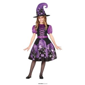 Costume Strega viola con zucche e fantasmi bambina