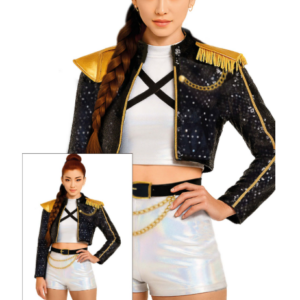 Costume adulta Kpop Demon Hunters "pop-star silver leader" Golden tg.14-16