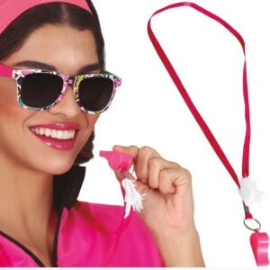 Fischietto rosa con piuma e nastro