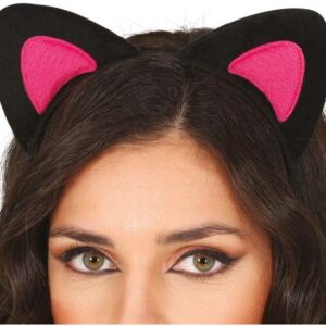 Cerchietto Orecchie gattina nere con interno rosa