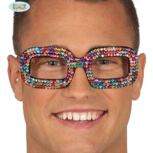 Occhiali con Contorno in Strass Multicolor