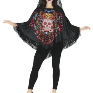 Poncho Dia De Los Muertos Adulta