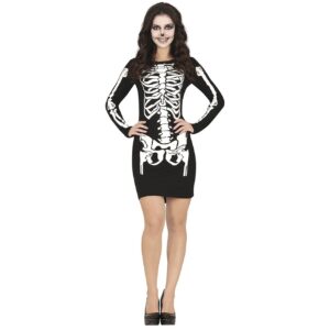 Costume scheletro donna tubino nero