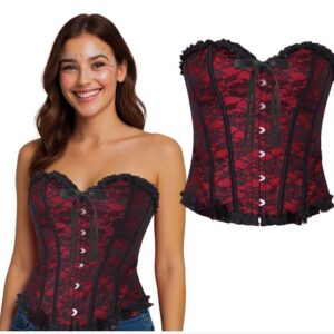Corsetto in pizzo bordeaux