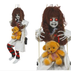 Animatronics bambola zombie altalena e orsetto con luci e suoni